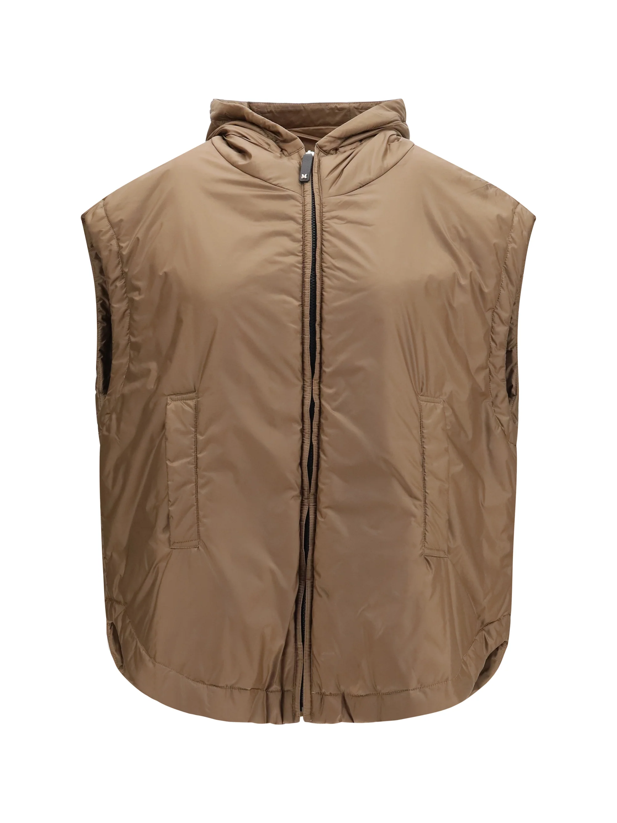 MAX MARA THE CUBE 38 hooded padded vest in water repellent canvas