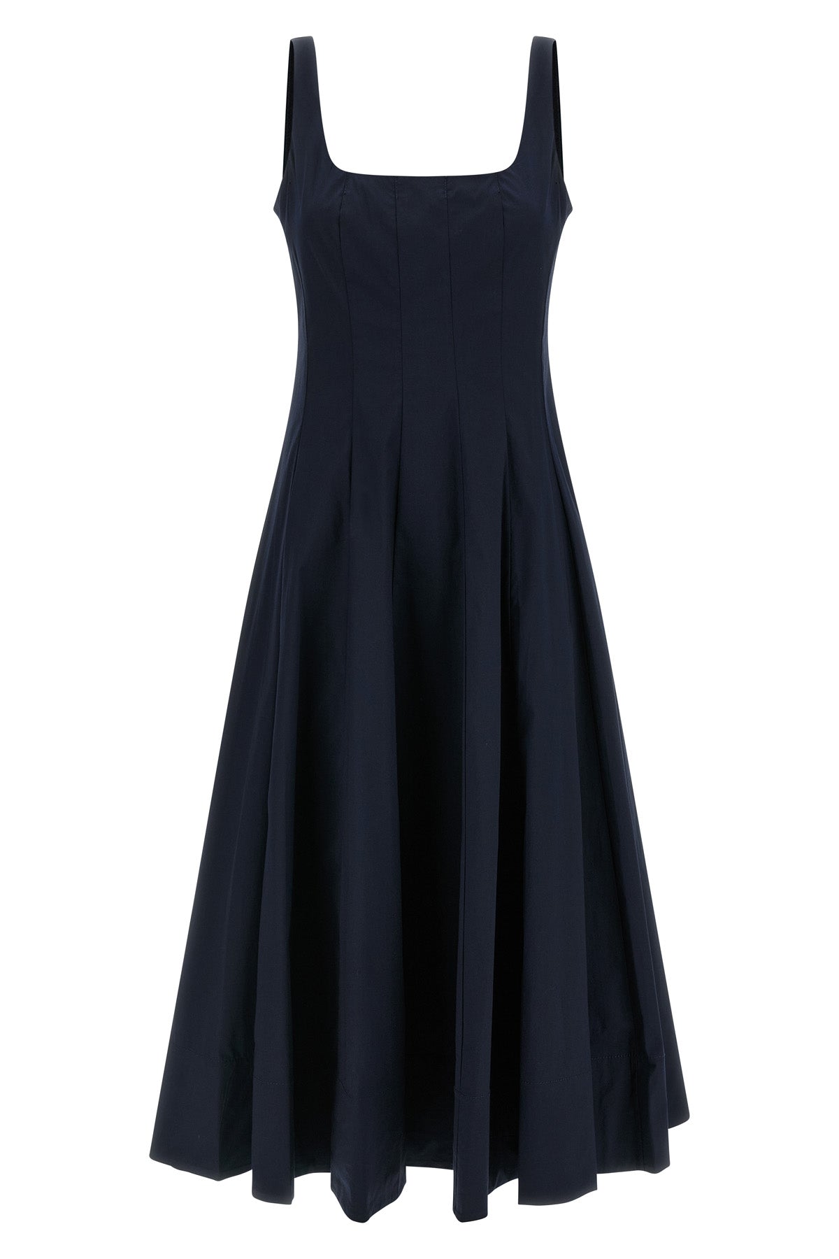 STAUD 8 wells midi dress in light cotton poplin