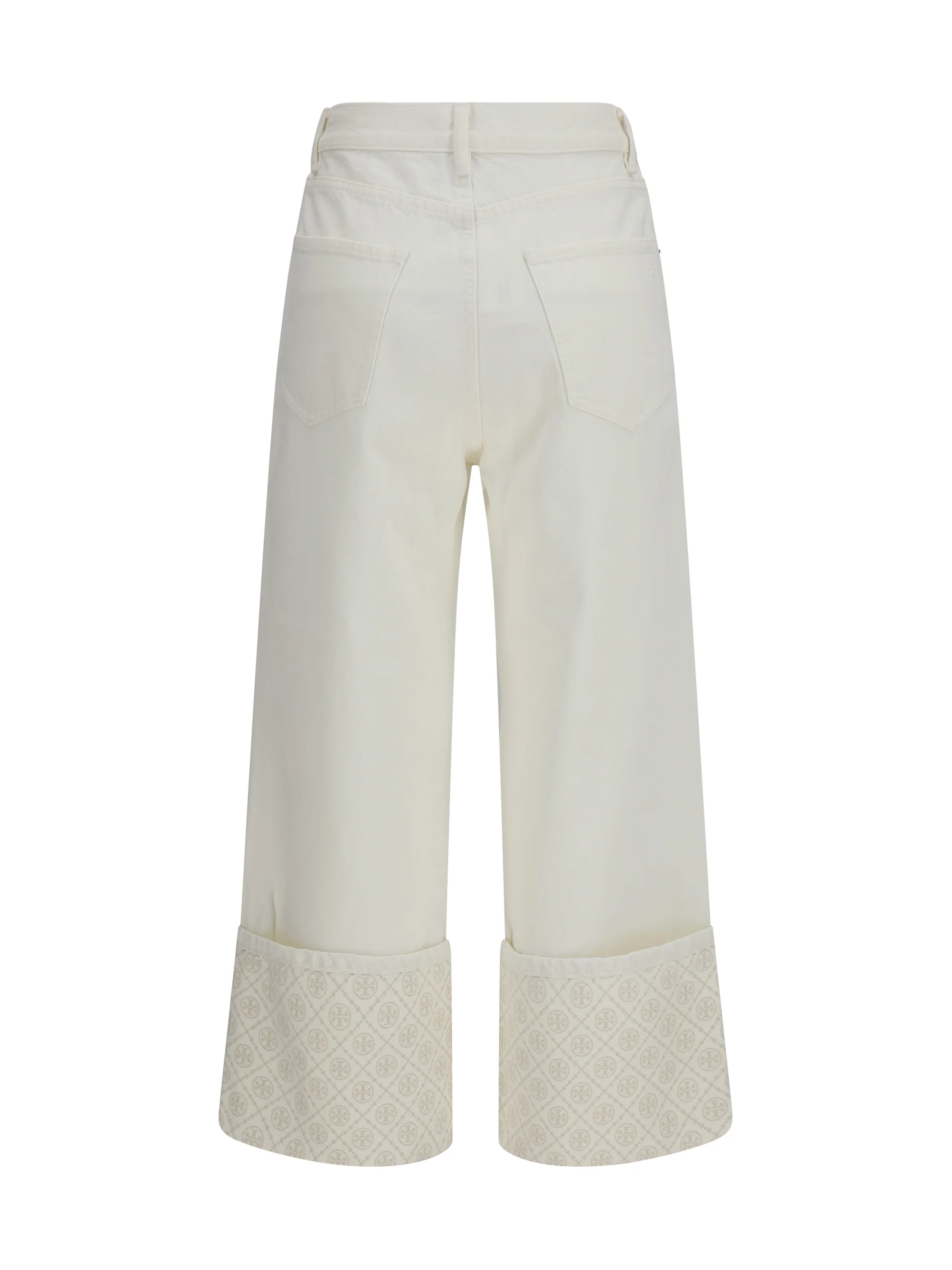 TORY BURCH 27 t monogram contrast cuff straight-leg jeans