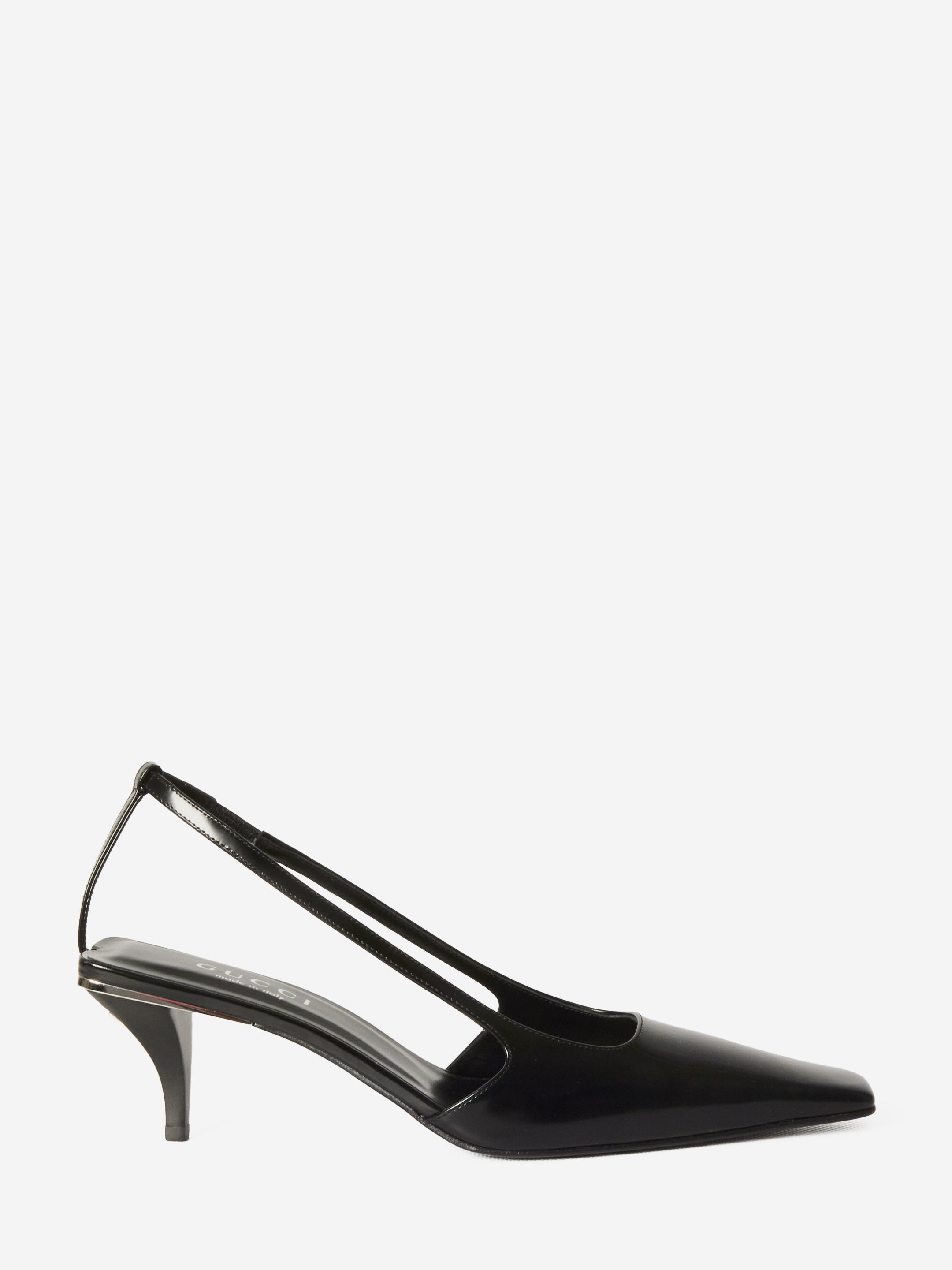 GUCCI 37½ crystal logo slingback pumps