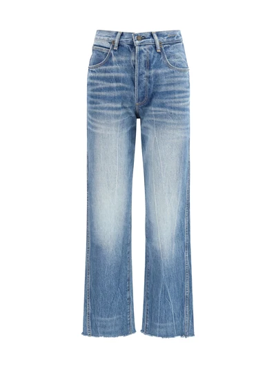 washed denim cigarette jeans
