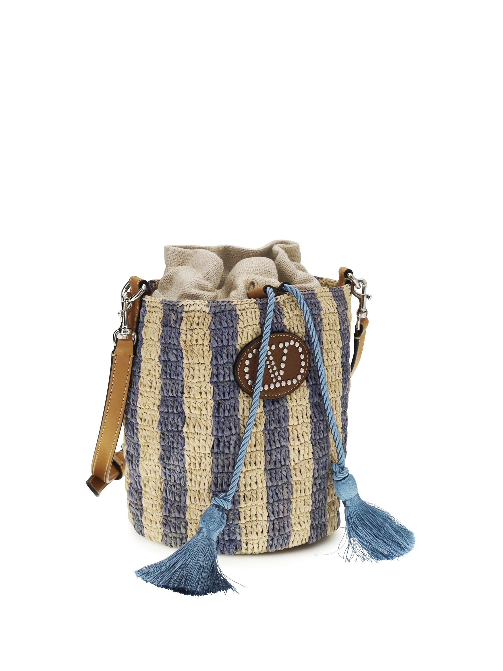 VALENTINO GARAVANI OS striped raffia bucket bag 