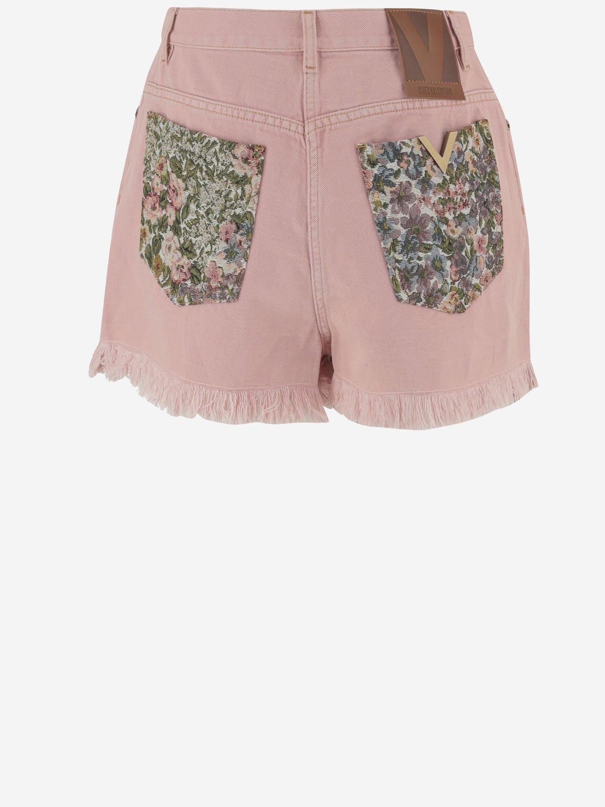 pink denim shorts