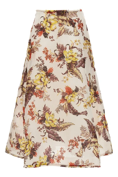 matchmaker floral flare floral print linen and silk skirt
