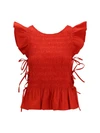 ruched cotton top with side bows