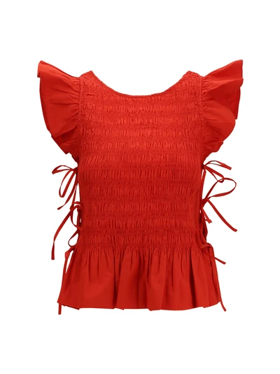 ruched cotton top with side bows