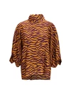 viscose and silk blouse with high collar