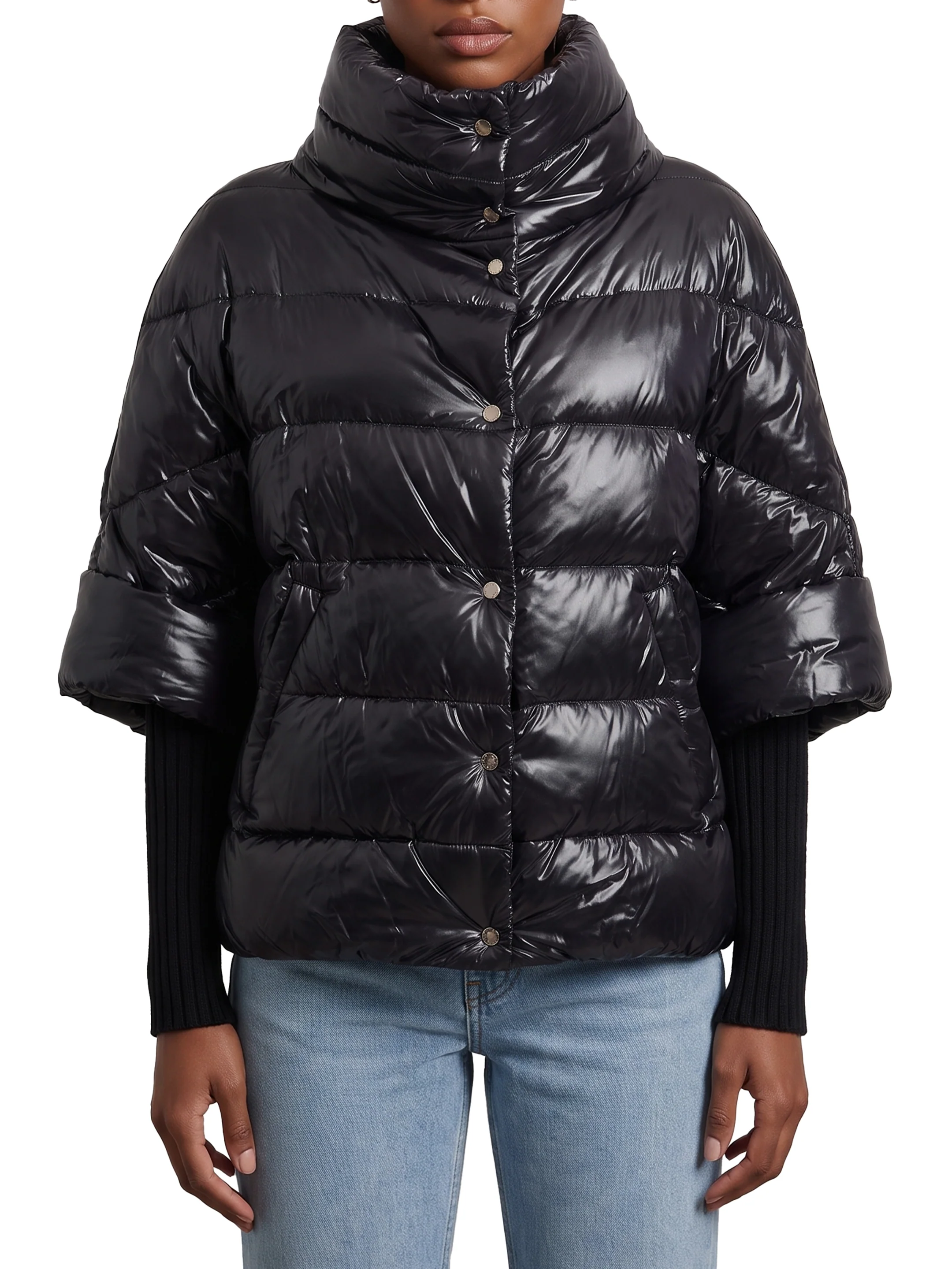 HERNO 40 puffer cape-style down coat with sleeves