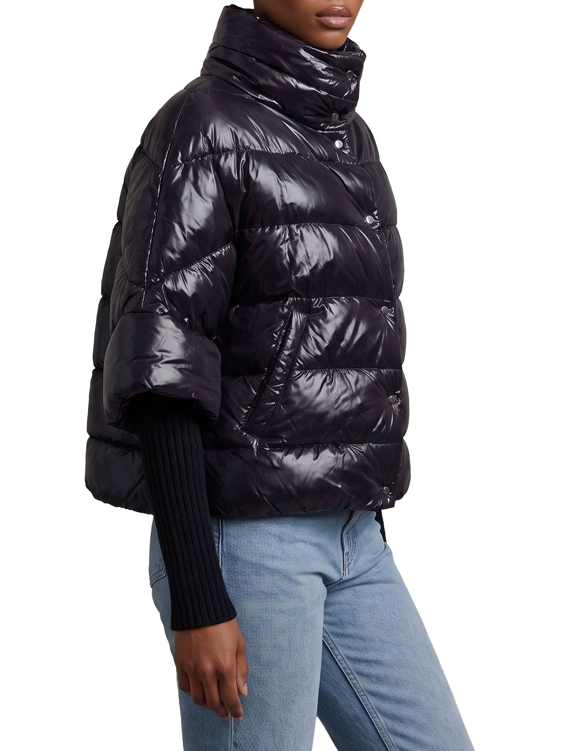 HERNO 40 puffer cape-style down coat with sleeves