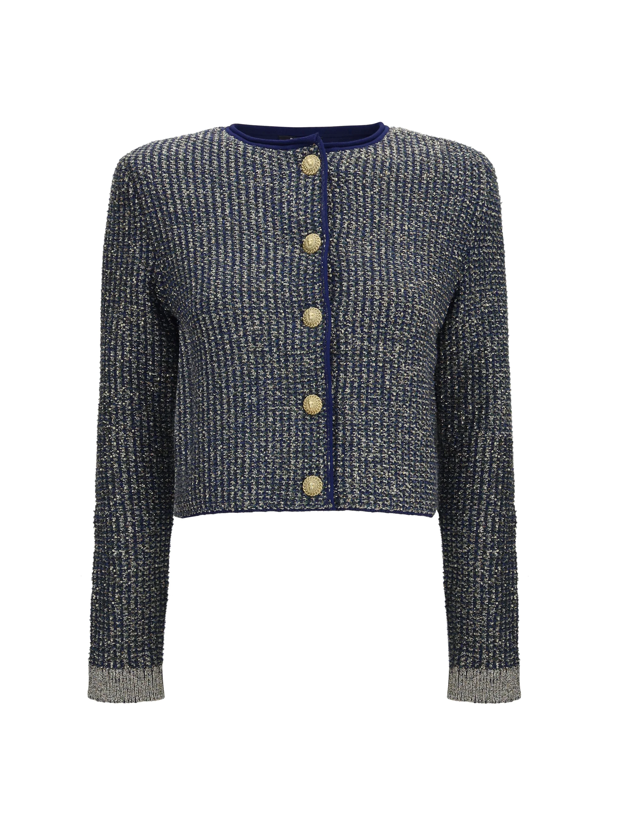 BALMAIN 36 quilted sequin cardigan with decorative buttons