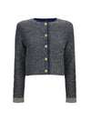 quilted sequin cardigan with decorative buttons