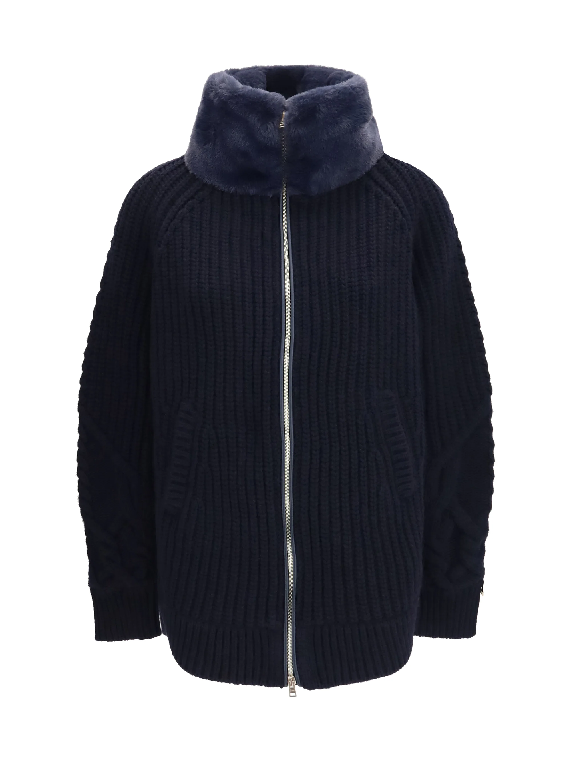 high-neck fur jacket