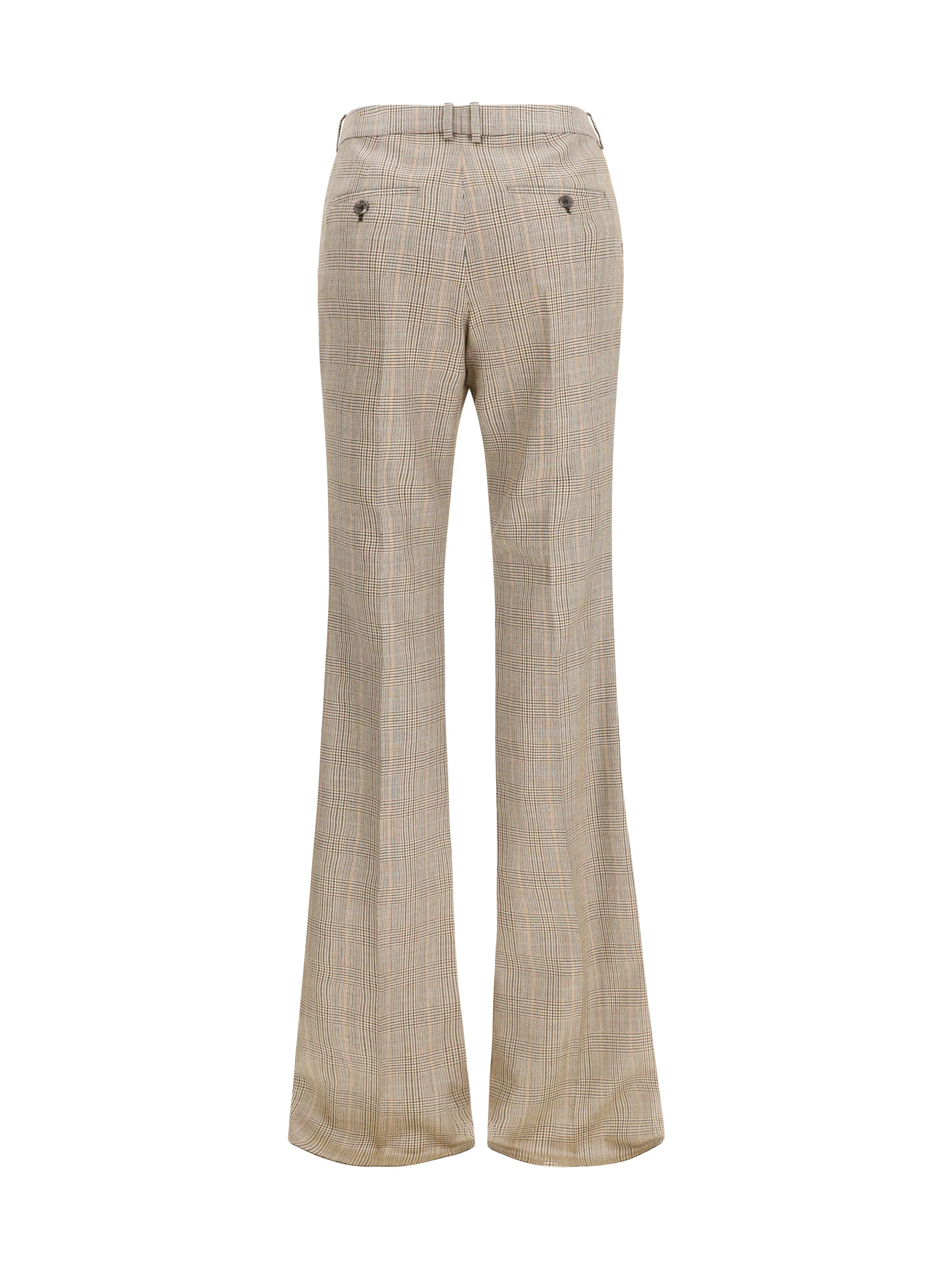 prince of wales houndstooth wool flared pants