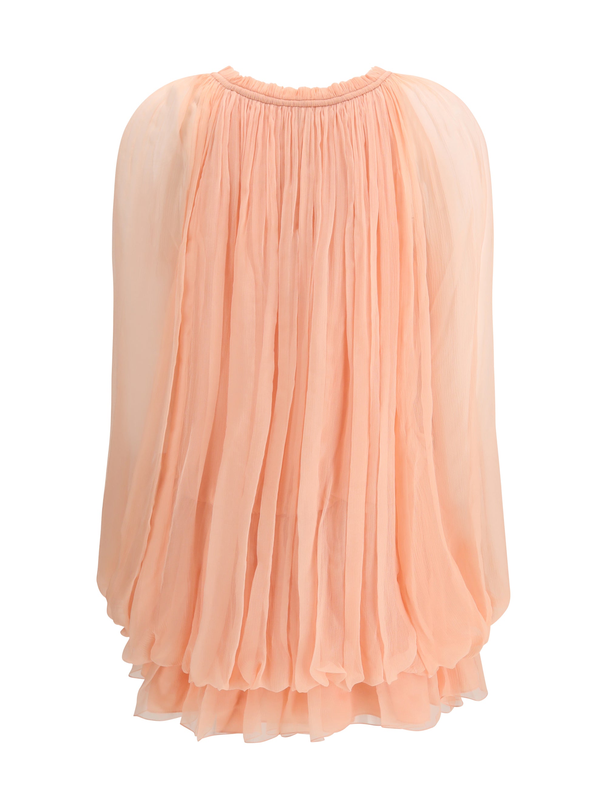 mini dress with cape in silk muslin