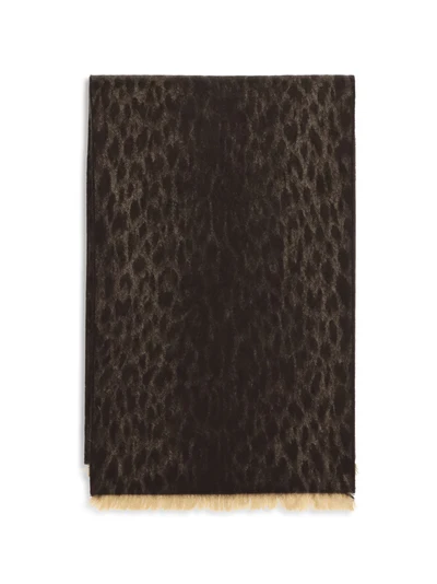 leopard-print wool scarf with monogram