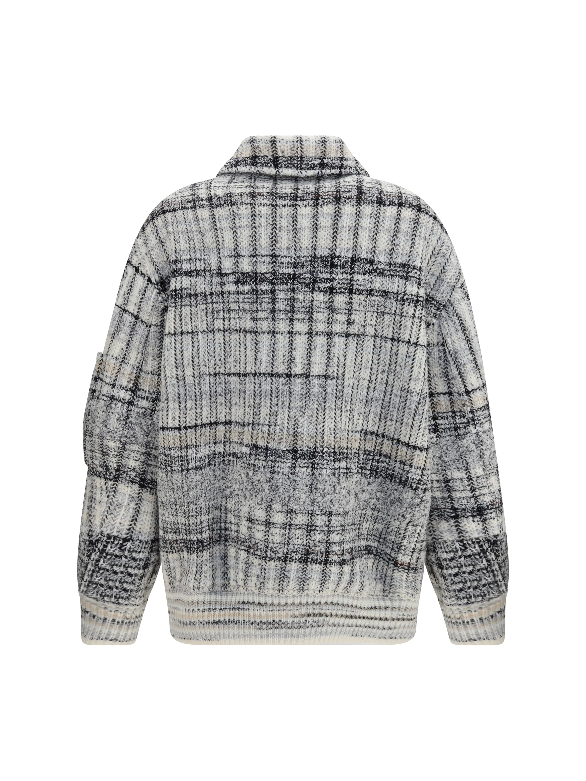 oversized check wool-blend bomber jacket