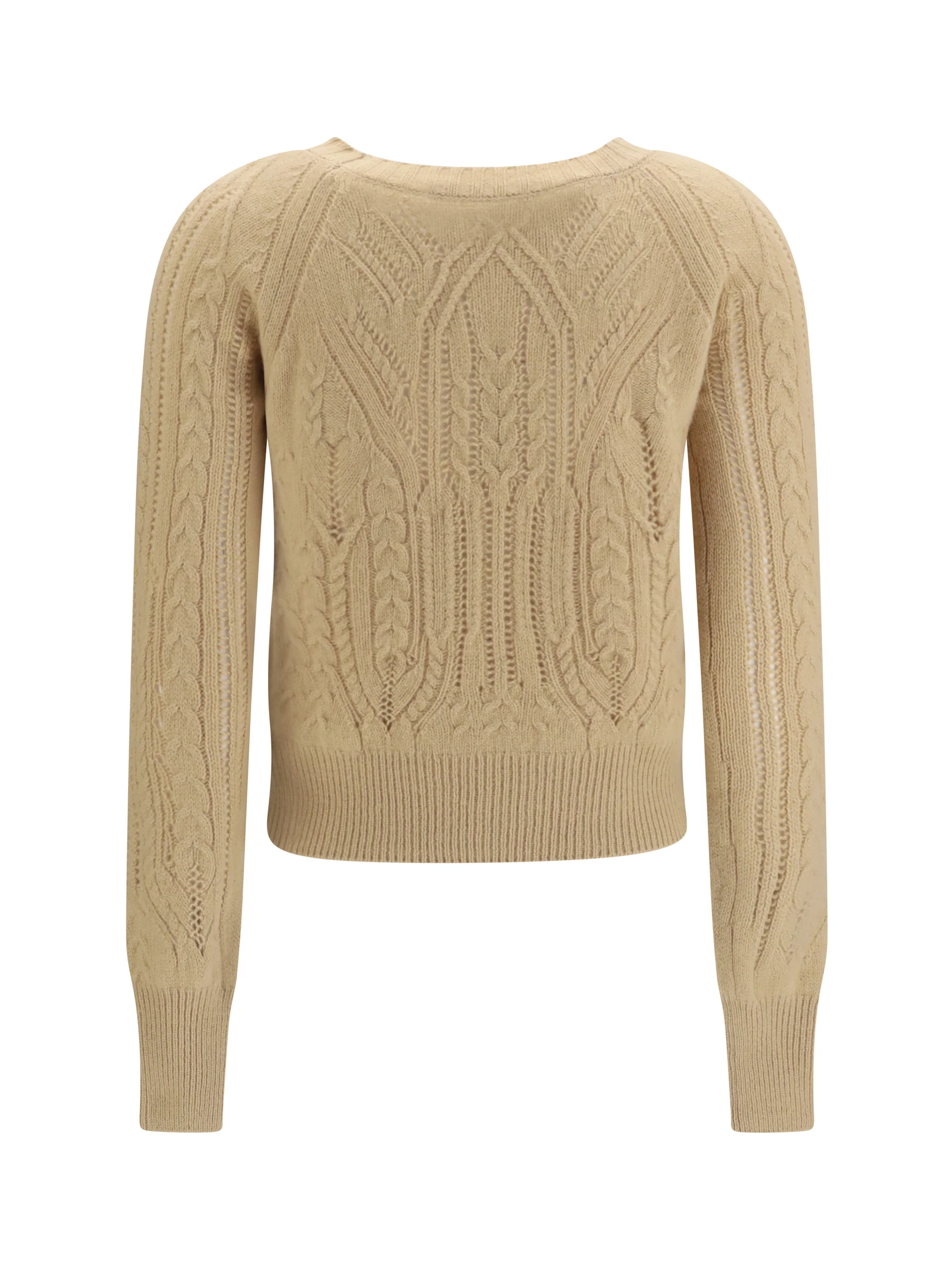 ERMANNO SCERVINO 40 long sleeve cable knit and openwork cashmere sweater
