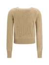 long sleeve cable knit and openwork cashmere sweater