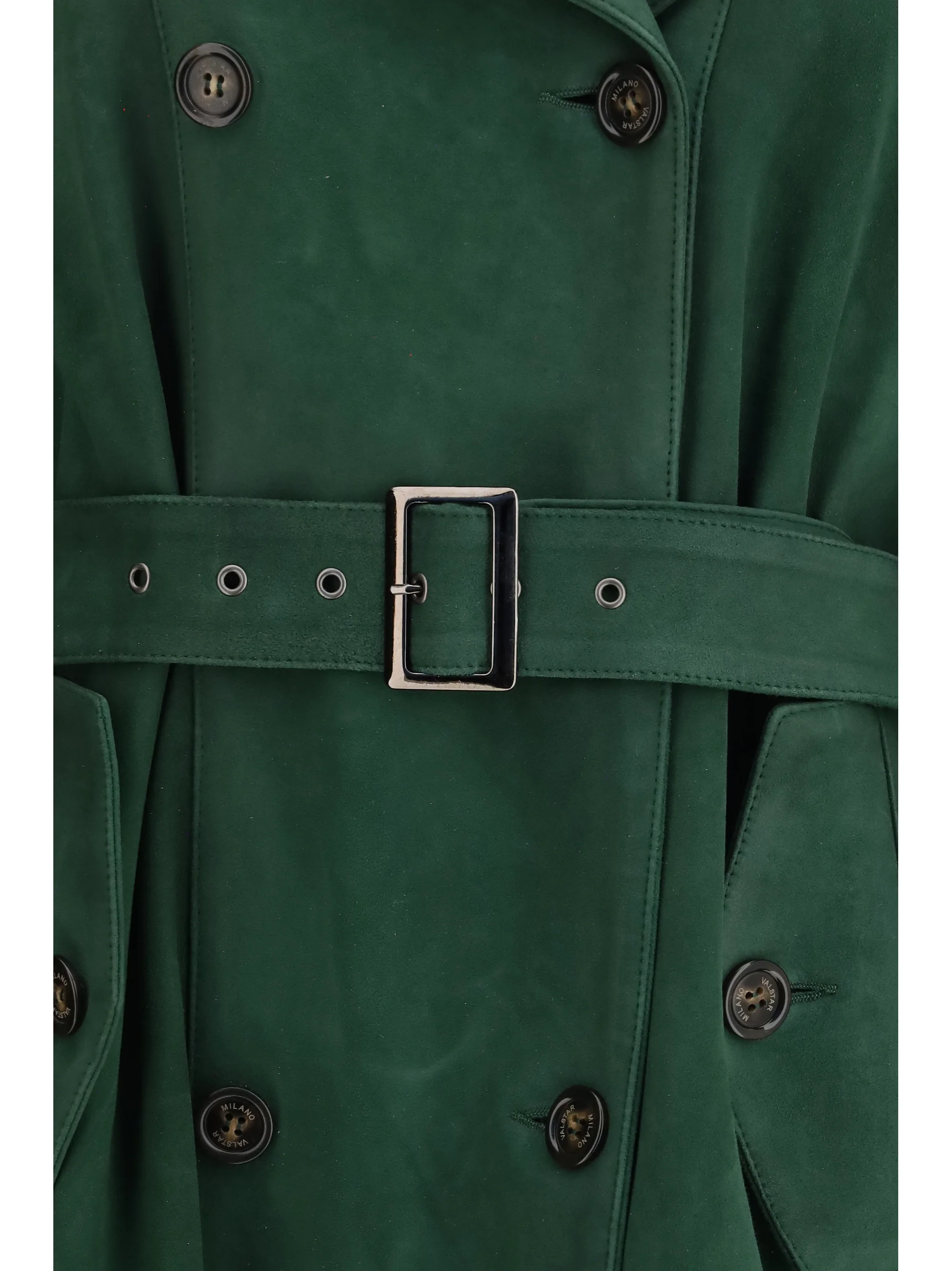 vintage effect suede double breasted trench coat