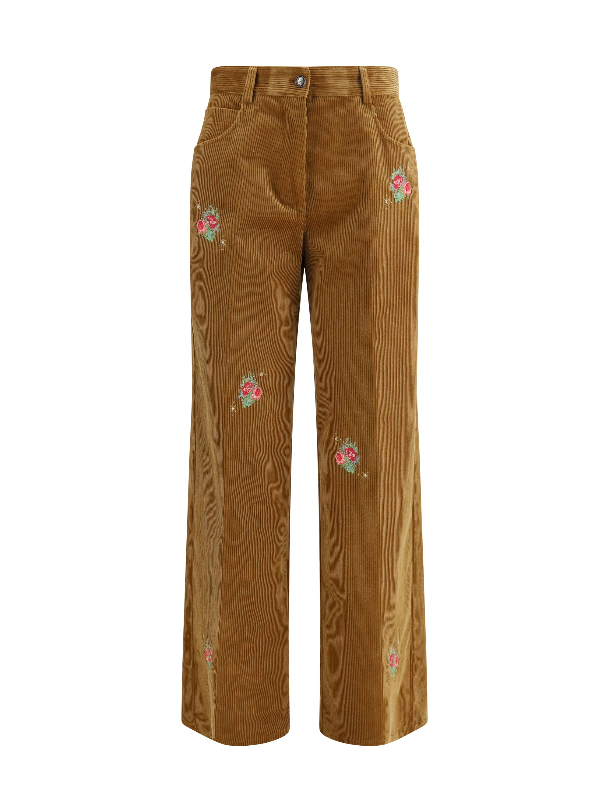 FORTE_FORTE 0 velvet pants with embroidered bouquets