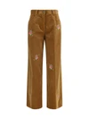 velvet pants with embroidered bouquets