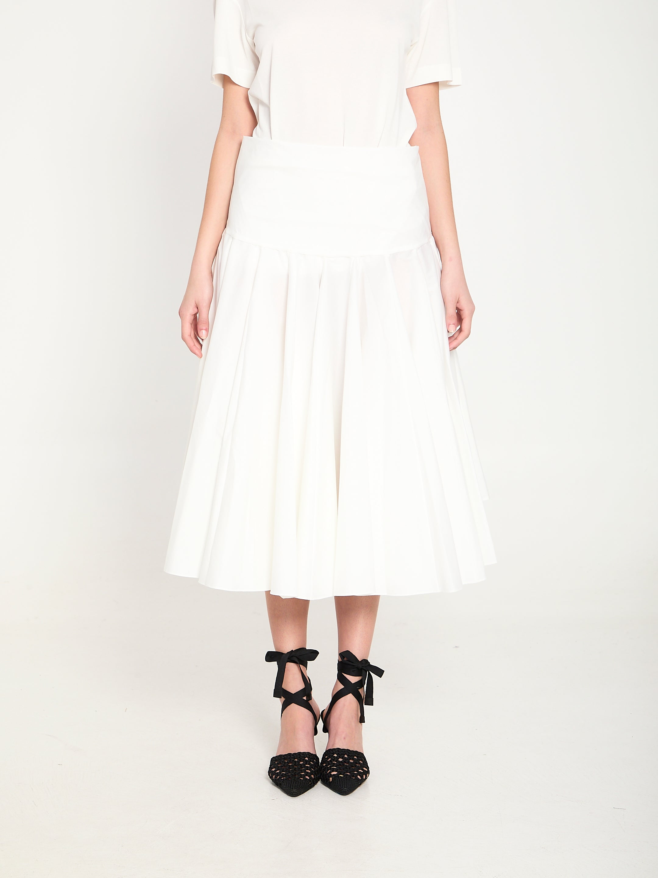 JACQUEMUS 36 draped midi skirt with godet