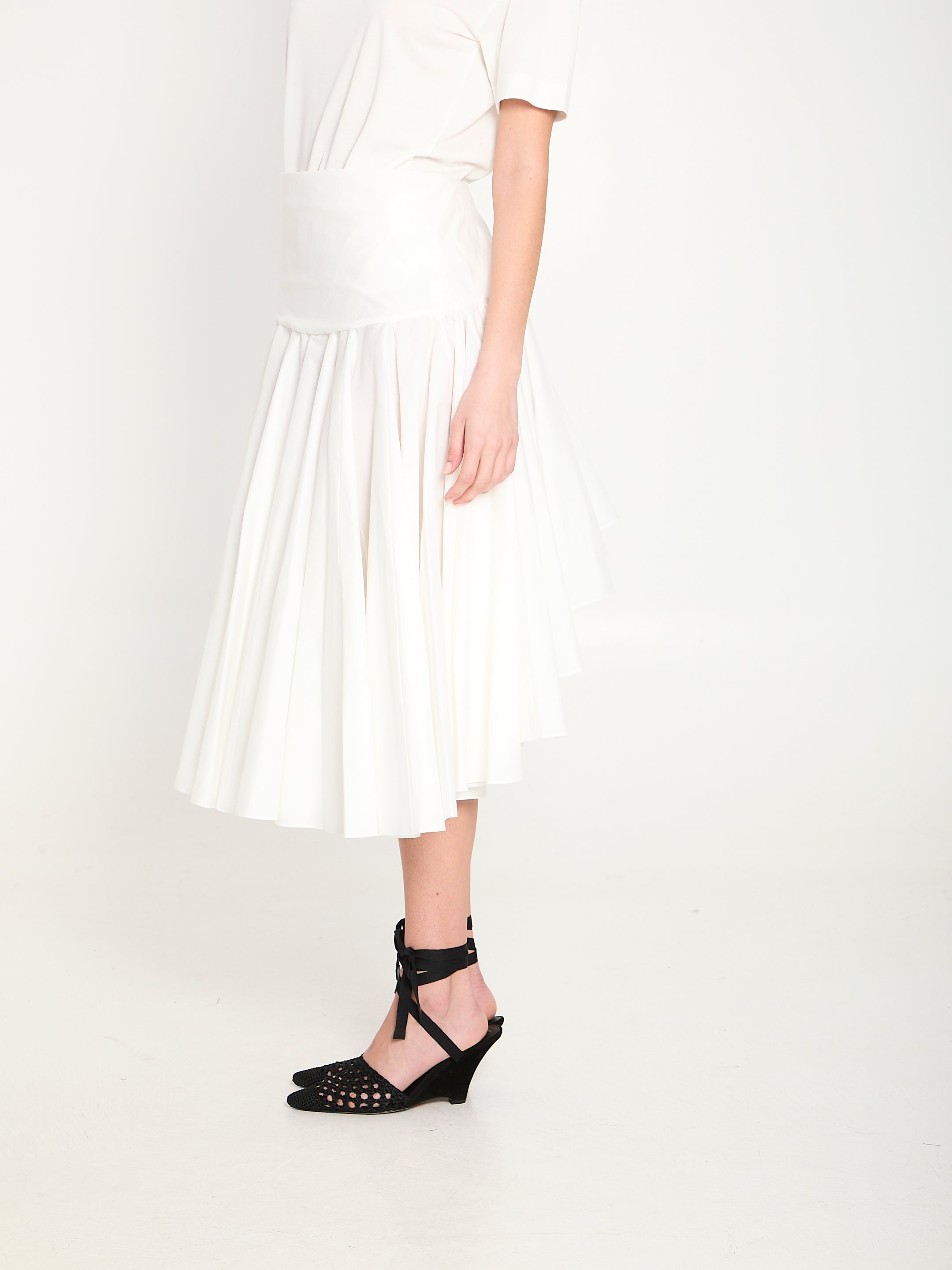 JACQUEMUS 36 draped midi skirt with godet