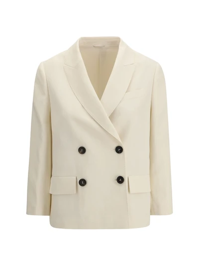 fluid twill jacket in viscose and linen with monile