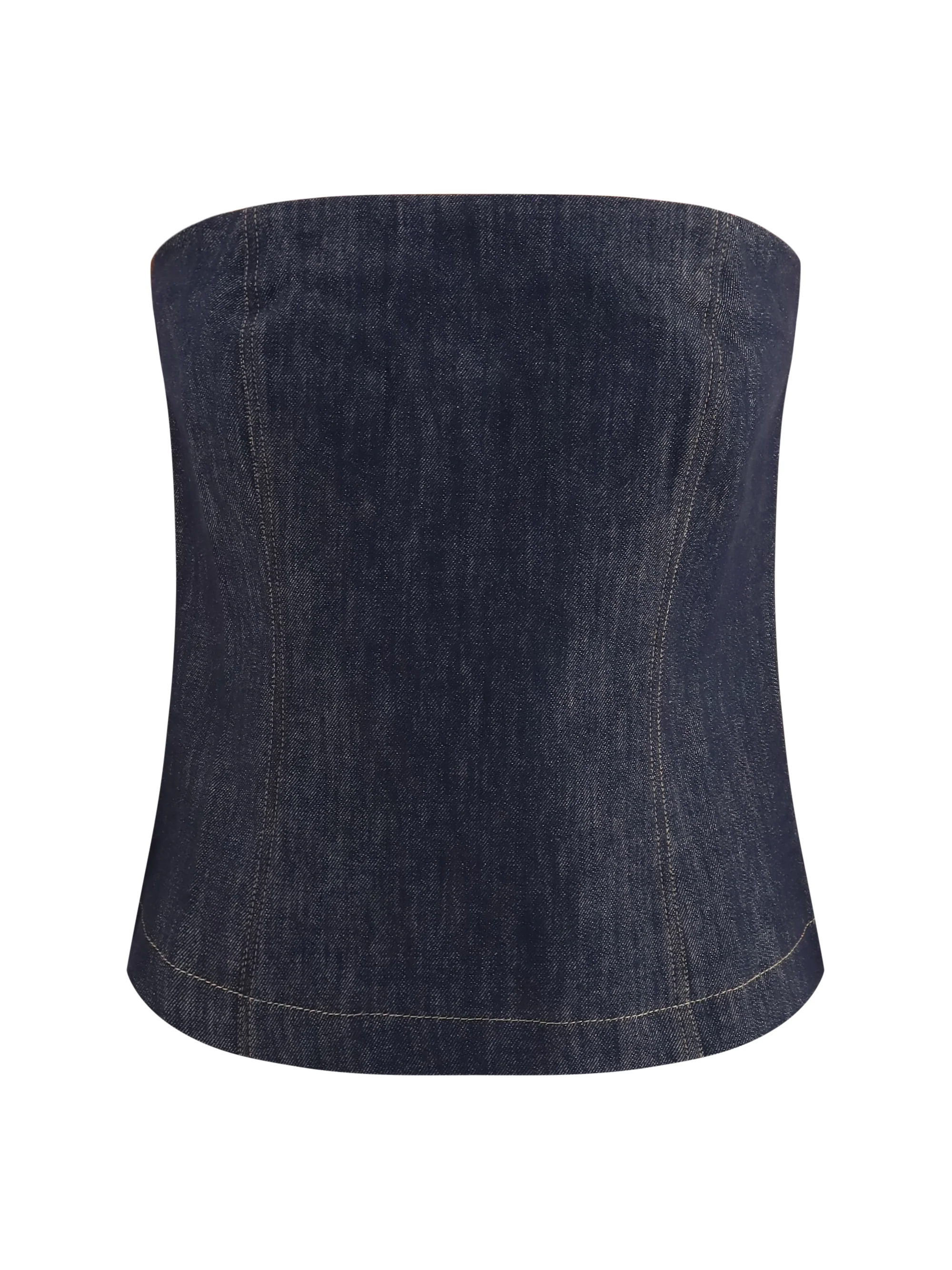denim effect twill bandeau top