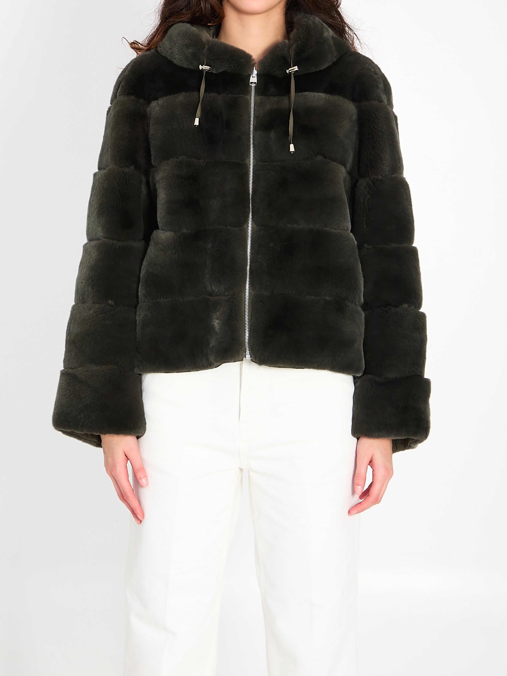YVES SALOMON 38 reversible green fur 