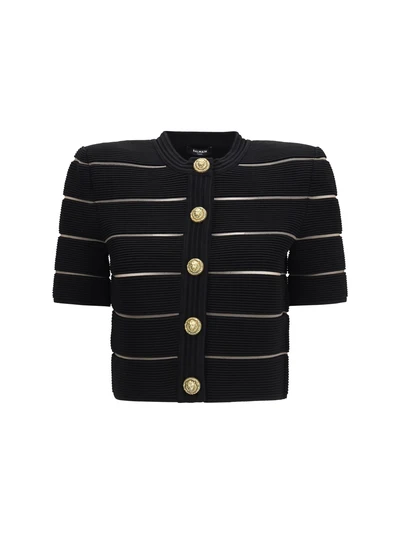 short-sleeved buttoned cardigan