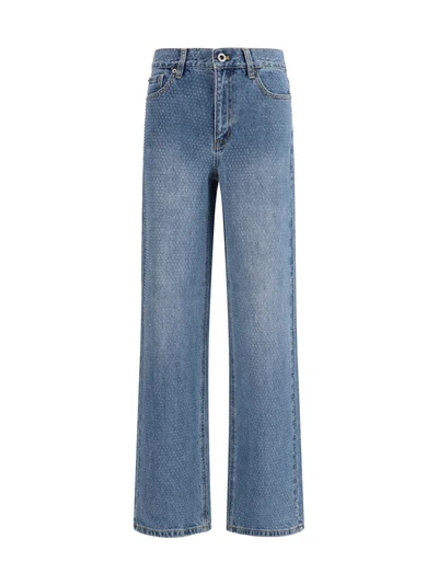 straight-leg jeans with all-over rhinestones