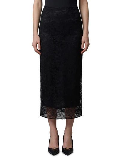 black lace midi skirt