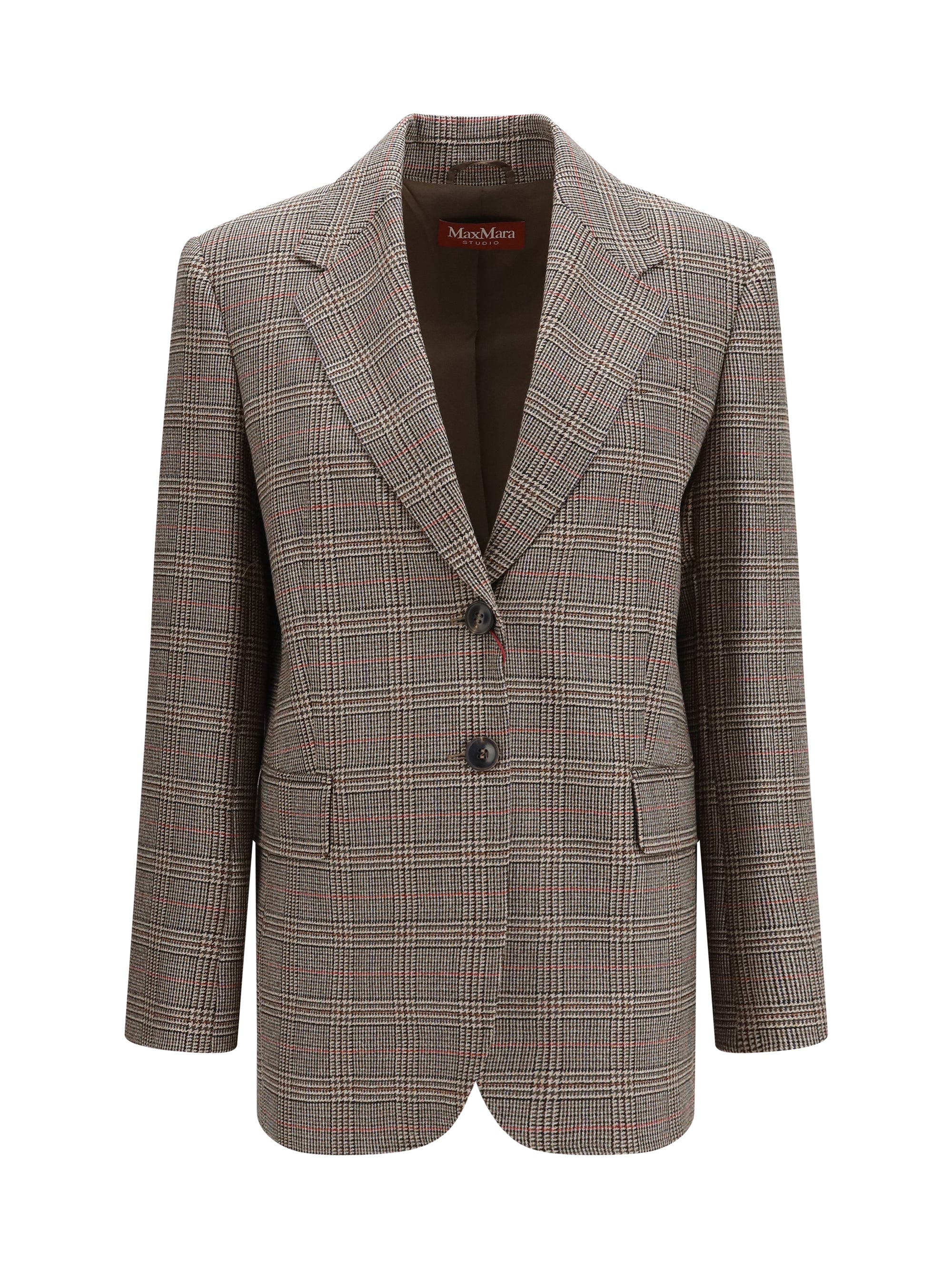 checked pattern wool blazer