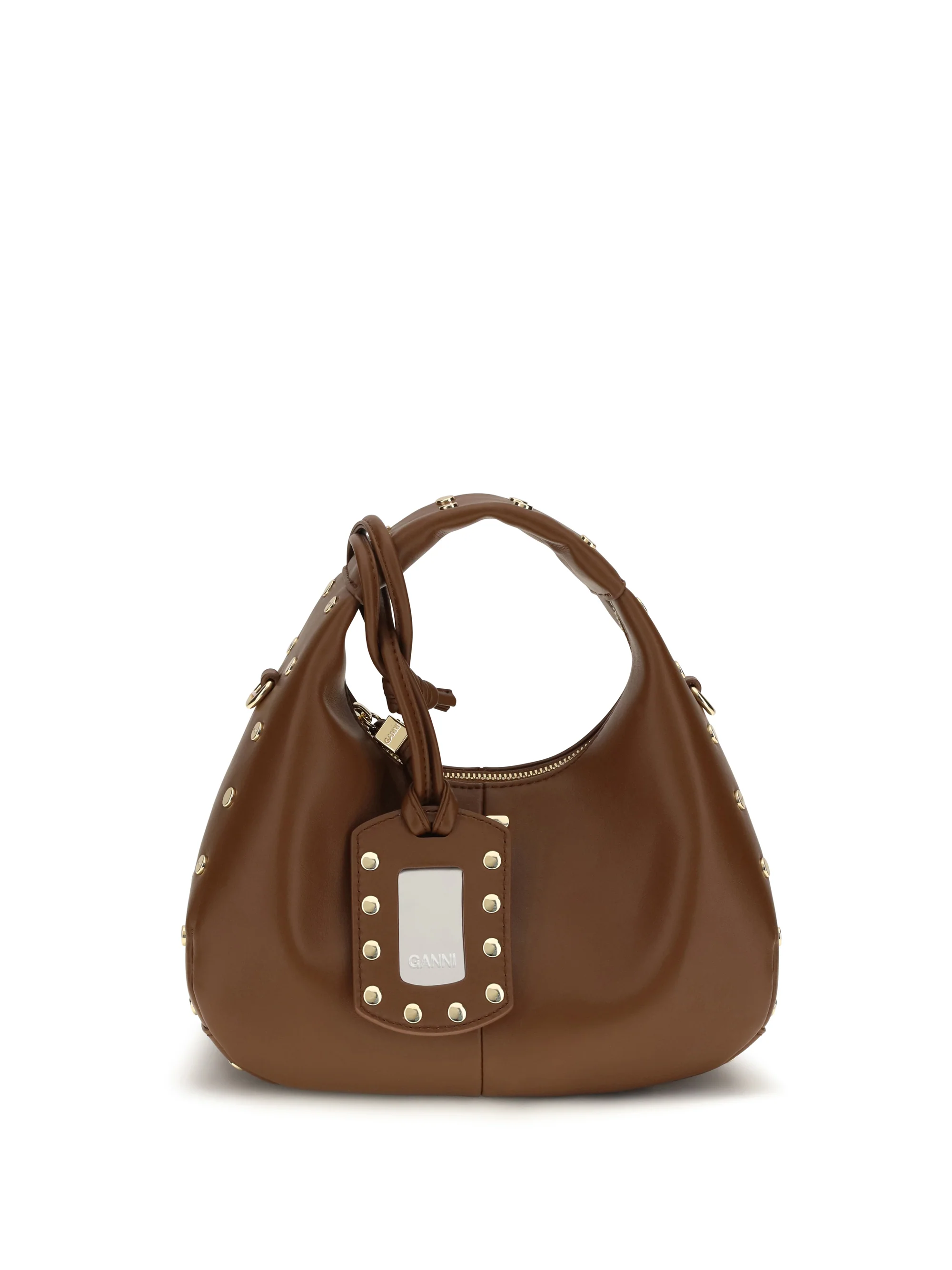 GANNI OS mini studded hobo handbag