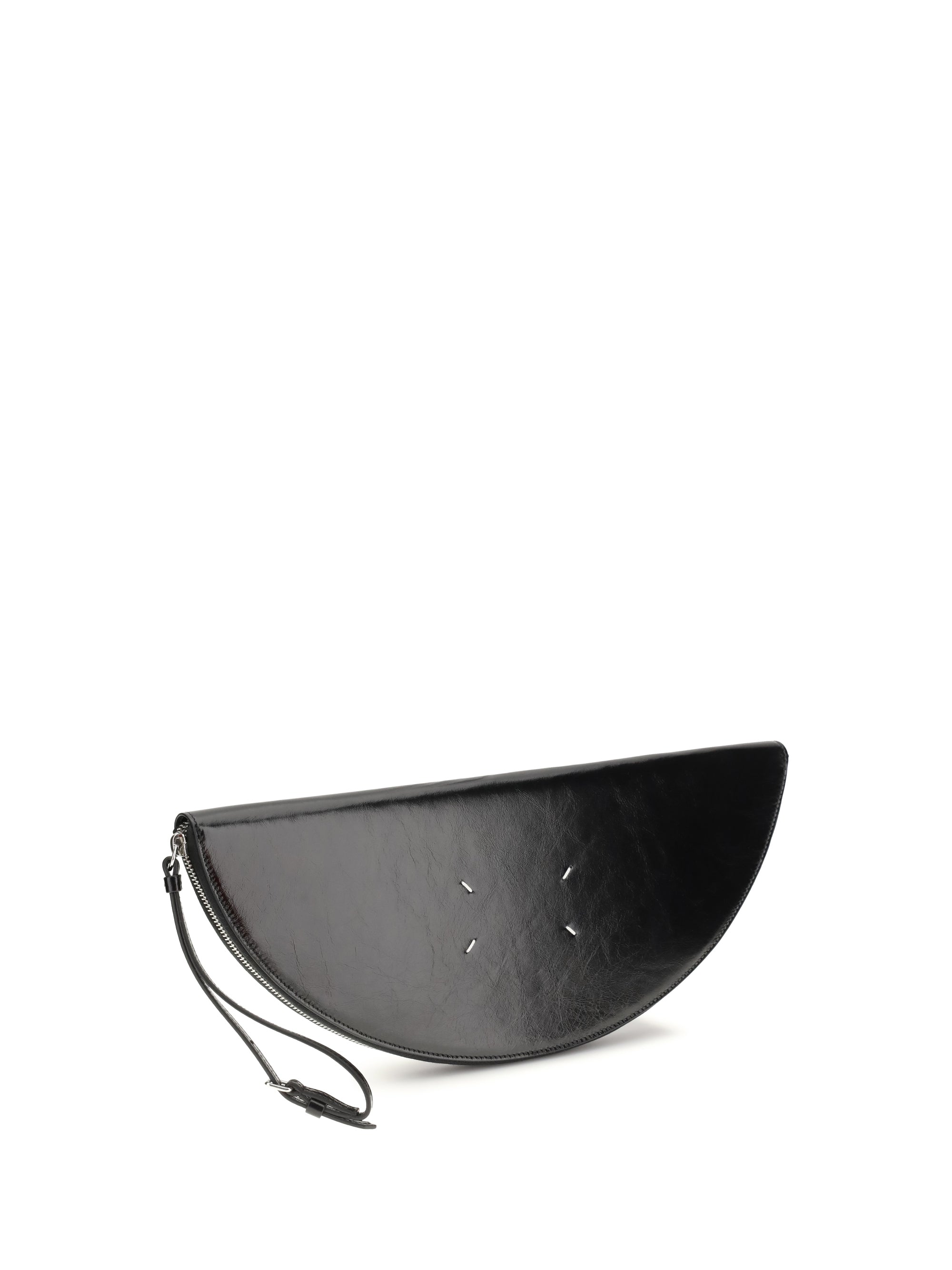 halfmoon leather clutch bag