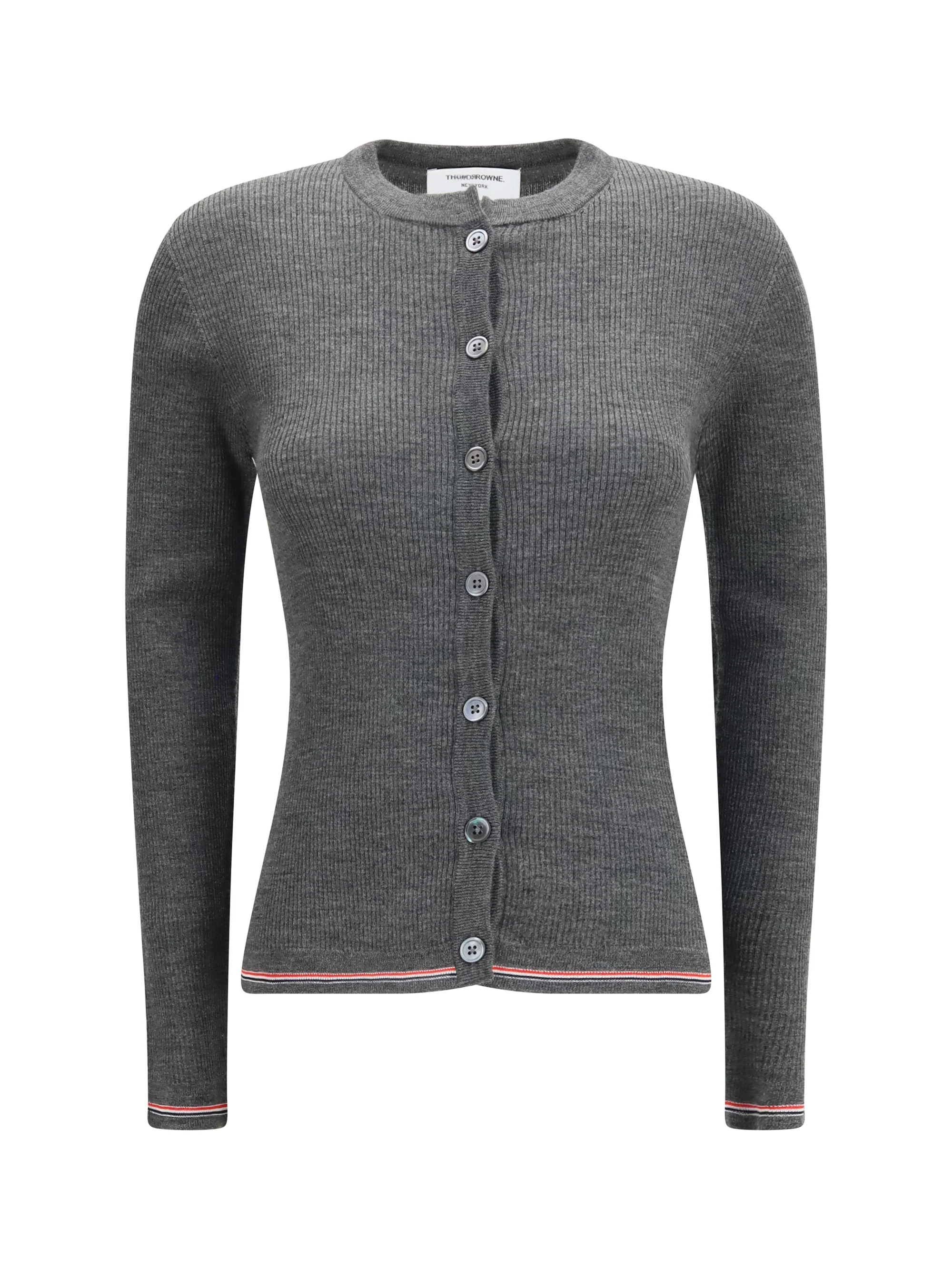THOM BROWNE 38 ribbed merino wool cardigan