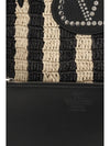 striped raffia bucket bag