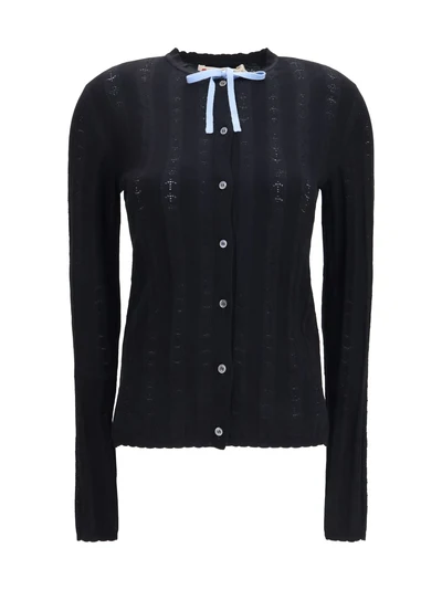 wool and silk cardigan with bow
