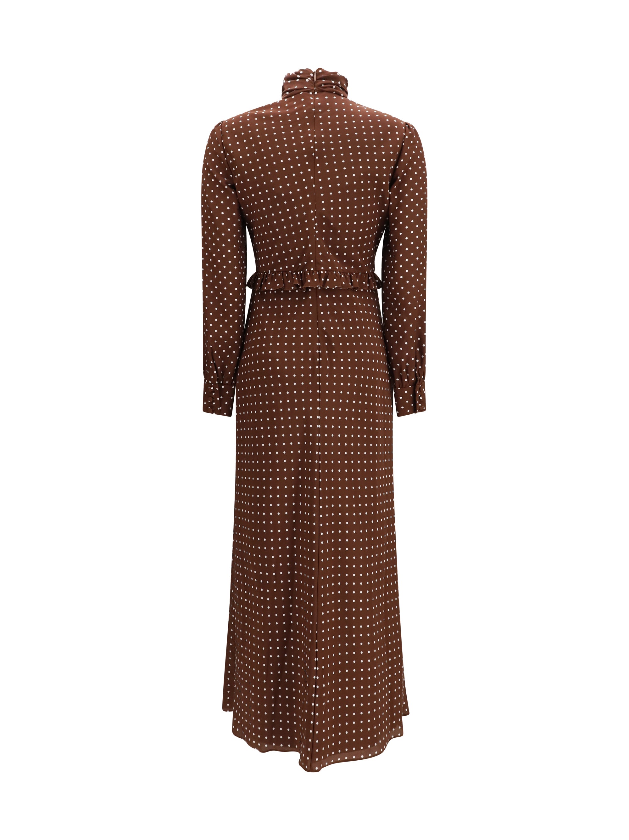 polka dot silk crêpe de chine midi dress with bow