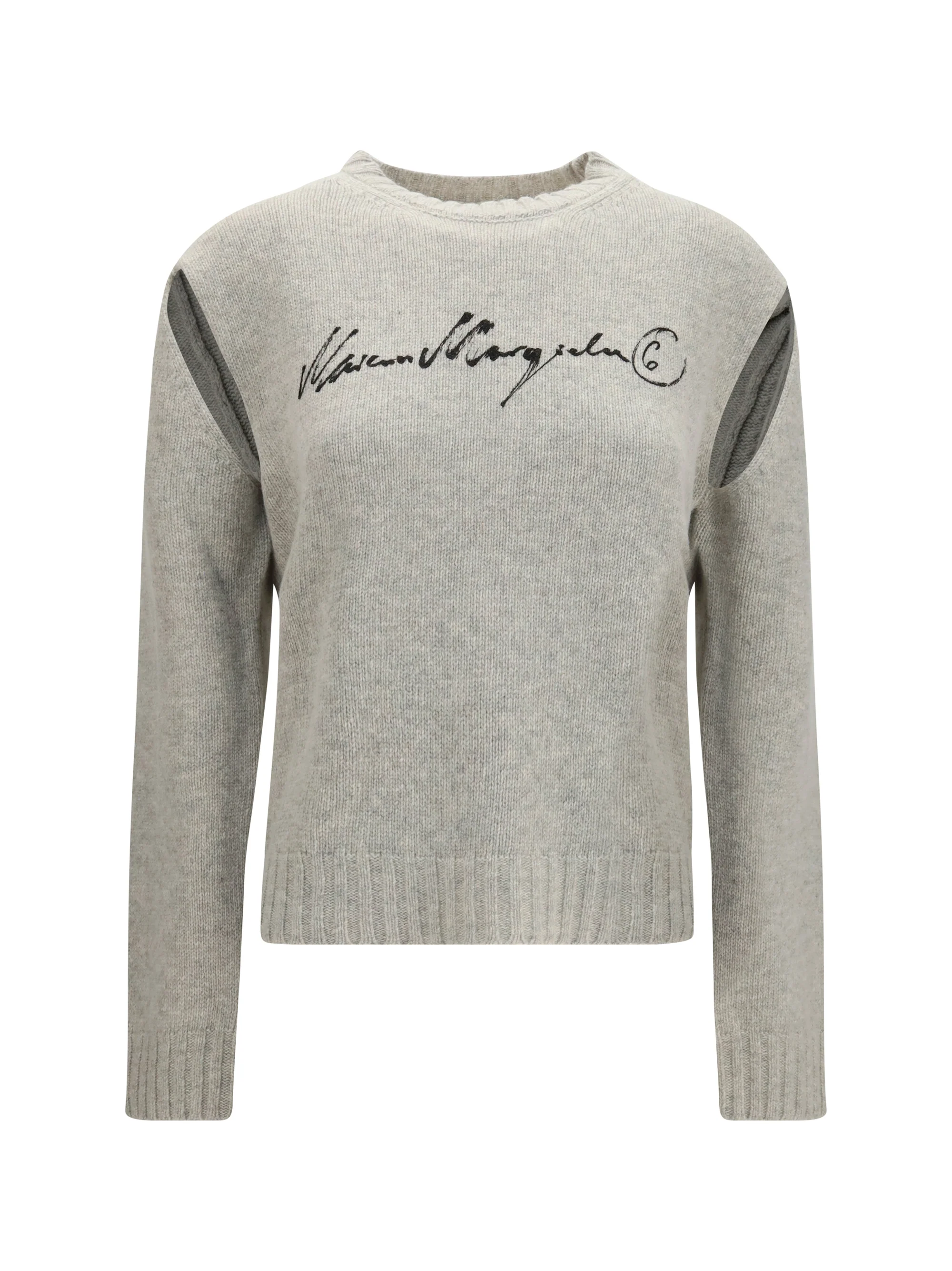 knitted sweater with logo lettering