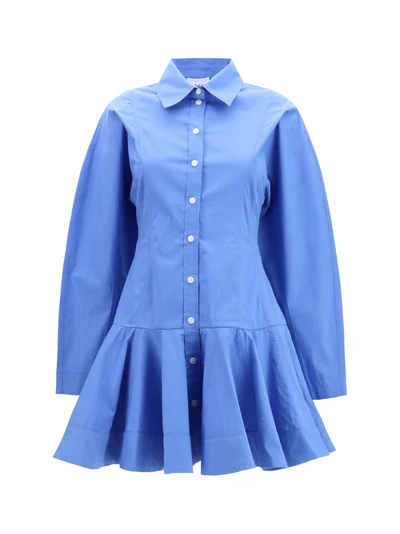 cotton shirt dress with balloon skirt