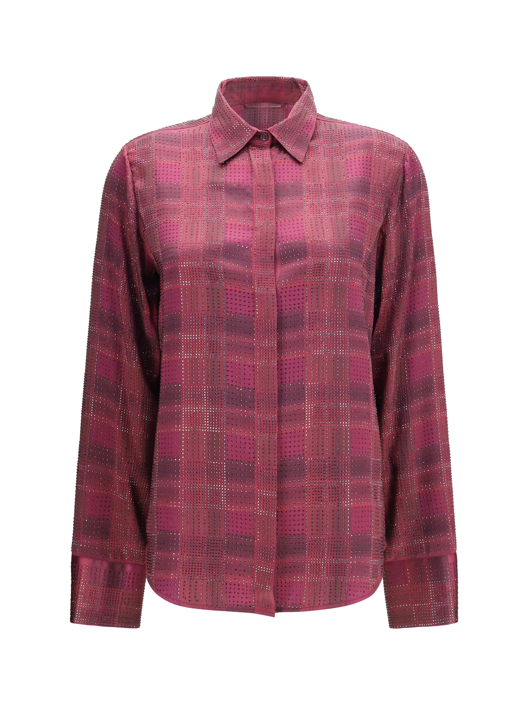 crystal check satin shirt