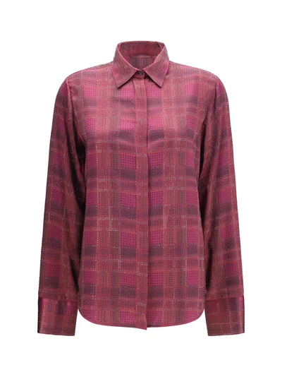 crystal check satin shirt