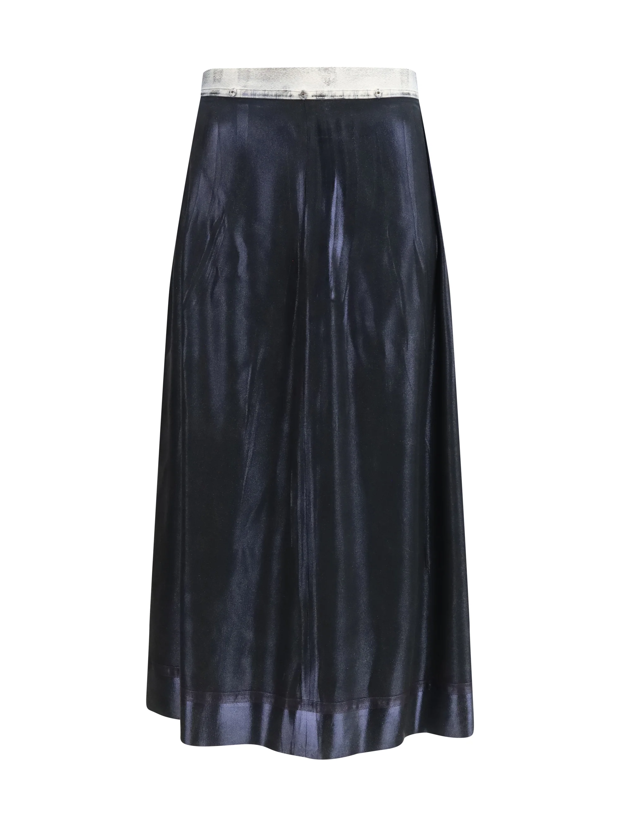 foil-treated midi skirt
