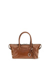 glossy leather handbag