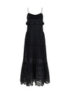 paule long ruffled dress