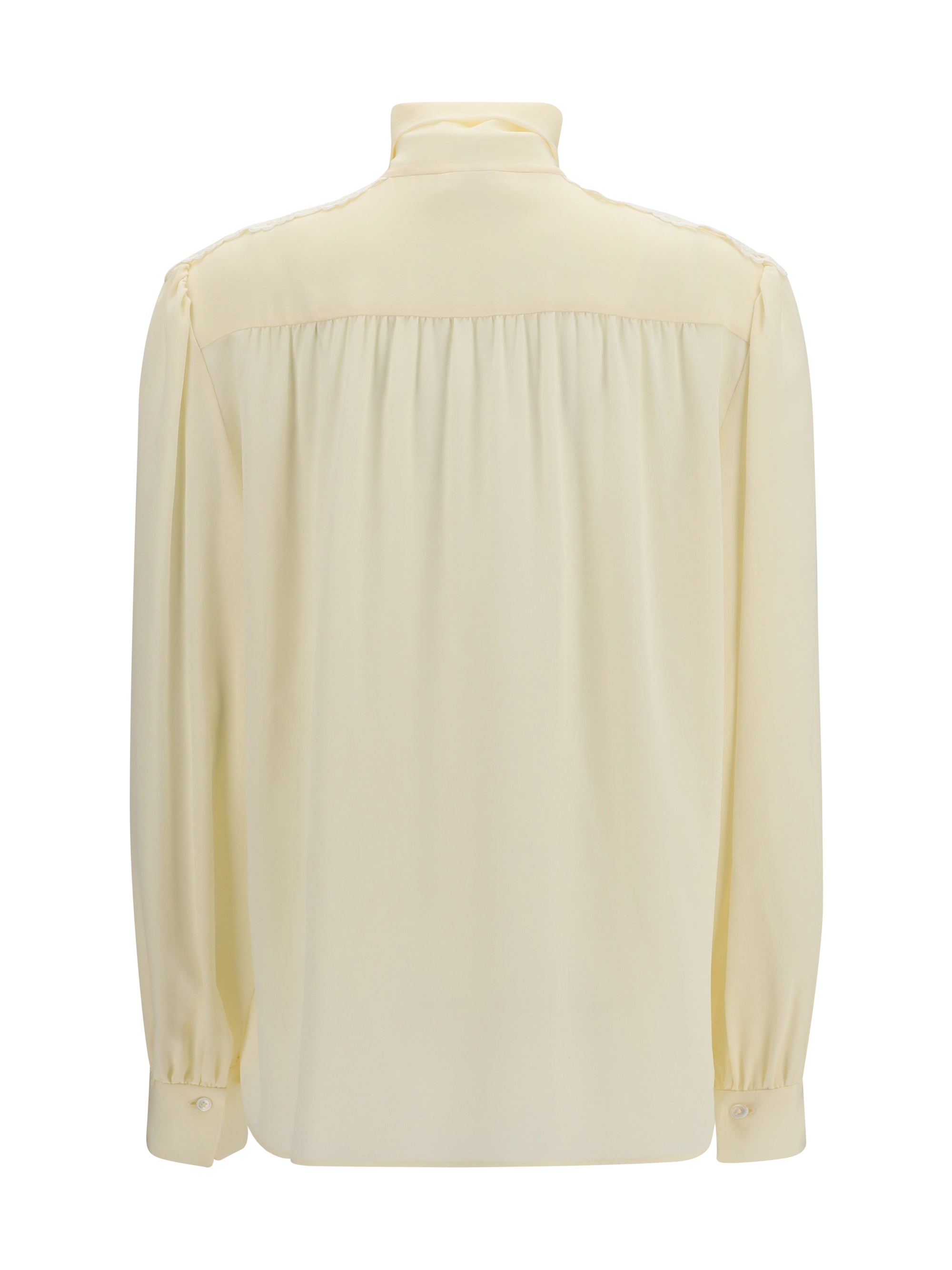 CHLOÉ 36 bow blouse with embroidered shoulders