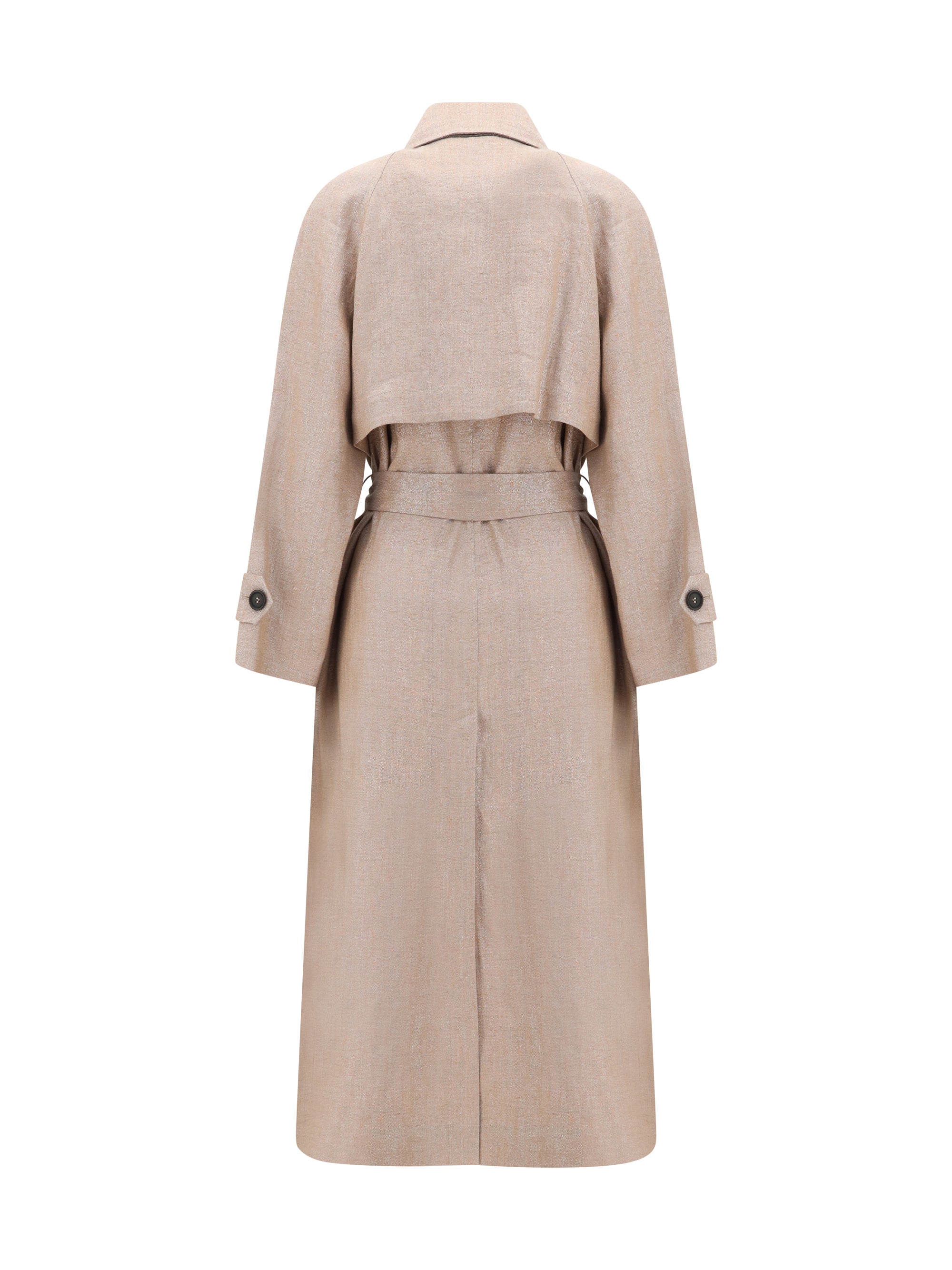 linen trench coat with lurex