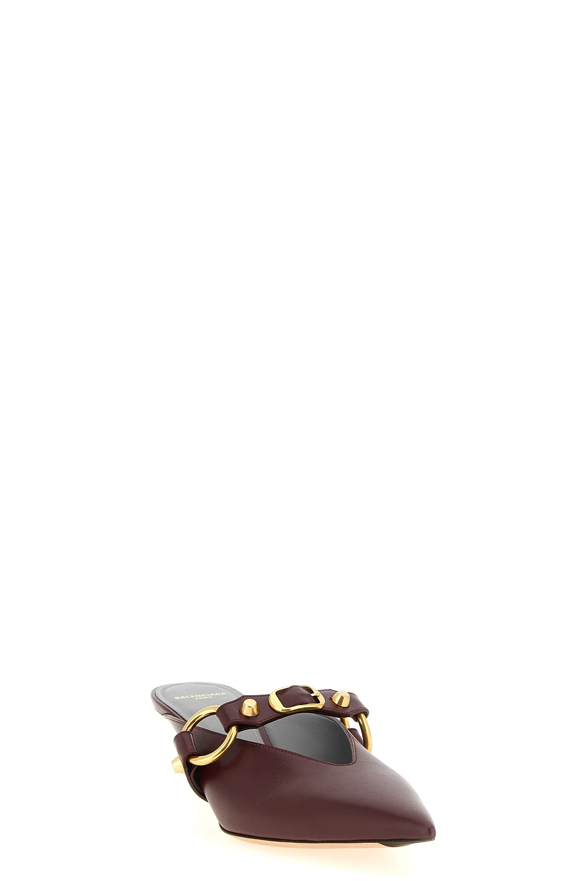 the balenciaga city mule defines a rigorous aesthetic through its sharp pointed